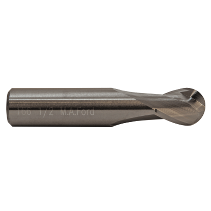 Picture of M.A. FORD 16643750C DIA 7/16 SH 0.4375 LOC 0.6250 OAL 2.50 End Mill Standard Flute Standard Helix Carbide TiCN Single End Ball Nose TuffCut® GP