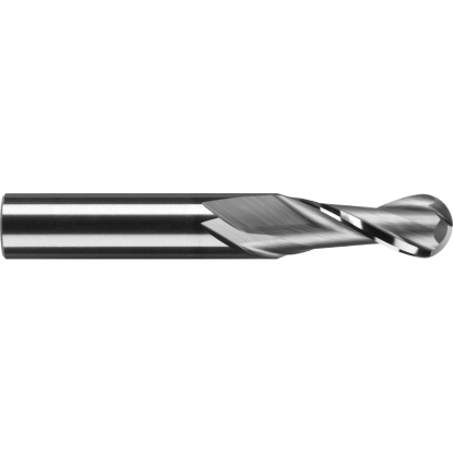 Picture of ROBBJACK B-203-04-C DIA 1/8 SH 0.1250 LOC 0.50 OAL 1.50 End Mill Standard Flute Standard Helix Carbide TiCN Single End Ball Nose