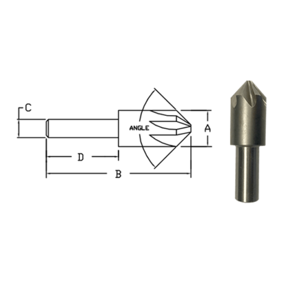 Picture of LINK CO-TN-573 1 OD 60° 6-Flute Cobalt Countersink - TIN Coated