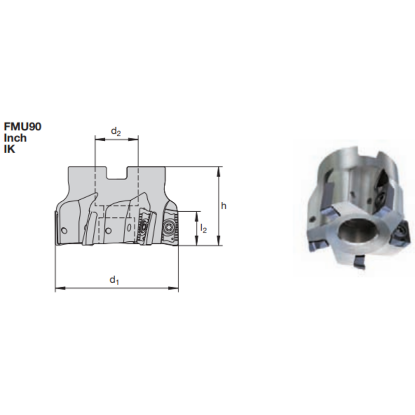 Picture of LMT FETTE FMU90A17.200AAI Milling 90.0°, Face Mill Cutter 2.000 Cutter Diameter