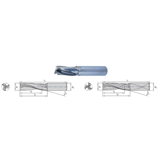 Picture of LMT FETTE 53722 DIA 5/8 SH 0.6250 LOC 1.2500 OAL 4.00 End Mill Standard Flute Coolant Standard Helix Carbide Uncoated Single End Square Sharp SWIFT Carb