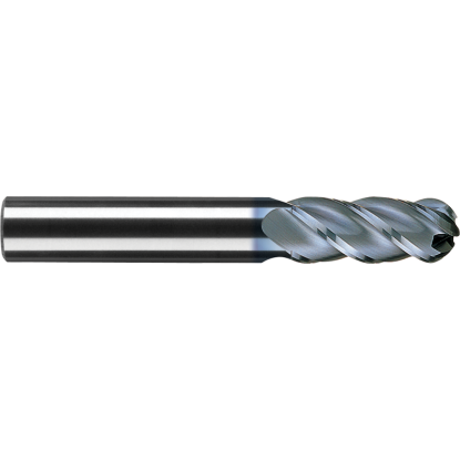 Picture of ROBBJACK MB-440-12 DIA 12MM SH 0.4724 LOC 0.9843 OAL 3.2677 End Mill Standard Flute Standard Helix Carbide Uncoated Single End Ball Nose