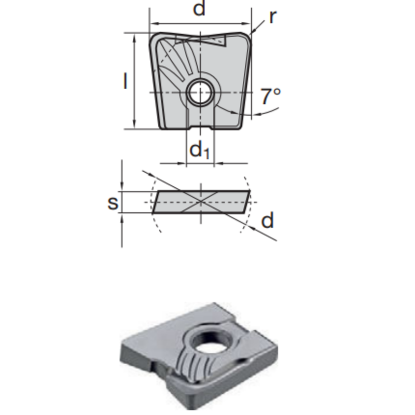 Picture of LMT FETTE WPB 08 AF 10 LCN10M Milling Insert Back Draft