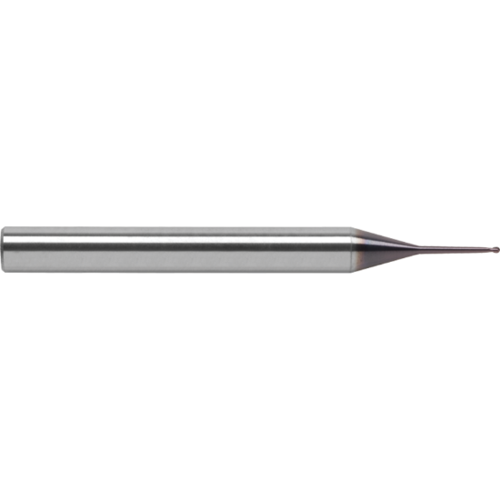 Picture of ROBBJACK DM-203-02 DIA 1/16 SH 0.2500 LOC 0.0625 OAL 2.50 End Mill Standard Flute Standard Helix Carbide Uncoated Single End Ball Nose