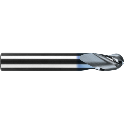 Picture of ROBBJACK B-300-04-A DIA 1/8 SH 0.1250 LOC 0.2500 OAL 1.50 End Mill Standard Flute Standard Helix Carbide AlTiN Single End Ball Nose