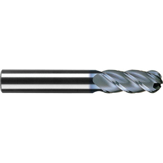 Picture of ROBBJACK MB-440-03 DIA 3MM SH 0.1181 LOC 0.4724 OAL 1.4961 End Mill Standard Flute Standard Helix Carbide Uncoated Single End Ball Nose