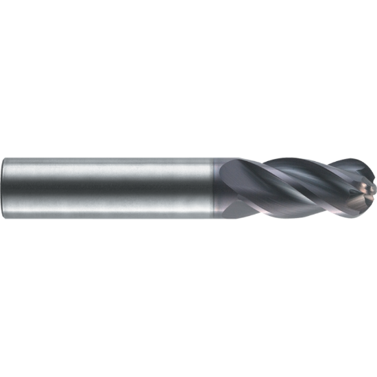 Picture of ROBBJACK XG-402-12-BN-FL DIA 3/8 SH 0.3750 LOC 0.8750 OAL 2.50 End Mill Standard Flute Variable Helix Carbide Uncoated Single End Ball Nose