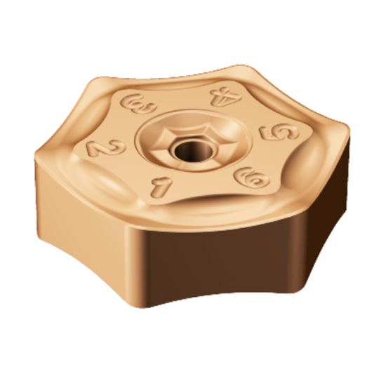Picture of SANDVIK HNMF 09 05 16-KH 1020 CoroMill S-60 double sided hexagonal Insert; 60° for cast iron with double sided hexagonal Inserts