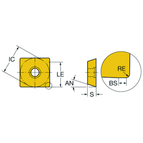 Picture of SANDVIK R290-12T308M-Powder Metal 1030 CoroMill 290 Insert; 90 degree shoulder Milling
