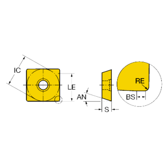 Picture of SANDVIK R290-12T308E-PL 1025 CoroMill 290 Insert; 90 degree shoulder Milling