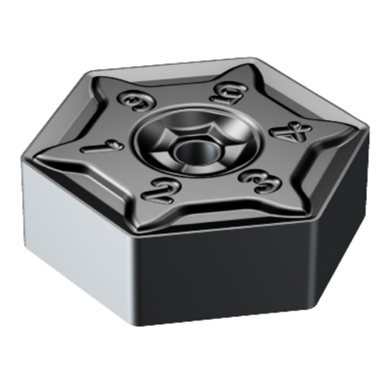 Picture of SANDVIK HNEF 09 05 08-KM 1010 CoroMill S-60 double sided hexagonal Insert; 60° for cast iron with double sided hexagonal Inserts
