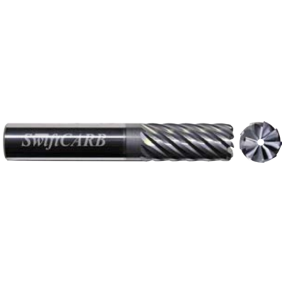 Picture of SWIFTCARB XT04379CA005TC0M DIA 7/16 SH 0.4375 LOC 0.8750 OAL 3.00 End Mill Standard Flute Variable Helix Carbide AlTiN Single End Corner Radius 0.0600 1.52MM