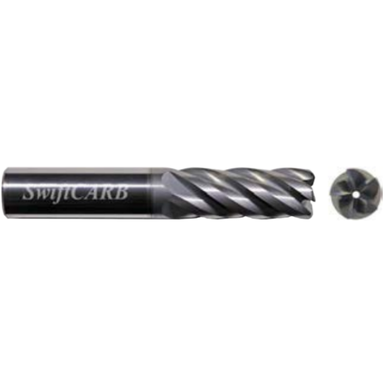 Picture of SWIFTCARB XT06255F8009TC0M DIA 5/8 SH 0.6250 LOC 1.8750 OAL 4.00 End Mill Standard Flute Variable Helix Carbide AlTiN Single End Corner Radius 0.0600 1.52MM