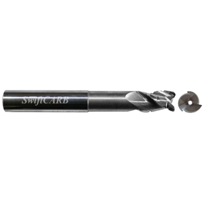 Picture of SWIFTCARB AV037539CFK7T6C0 DIA 3/8 SH 0.3750 LOC 0.5620 OAL 3.50 End Mill Standard Flute Variable Helix Carbide Uncoated Single End Corner Radius 0.0300 0.76MM