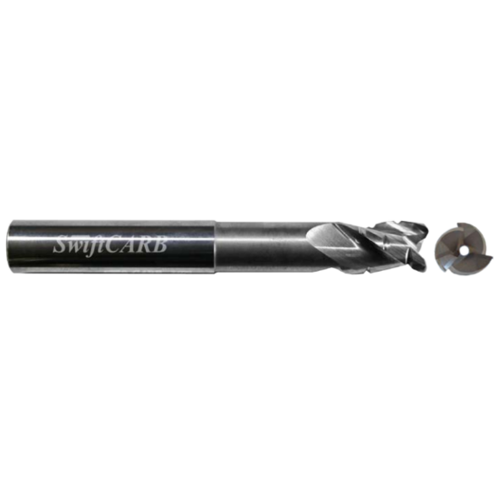 Picture of SWIFTCARB AV06253CIHYETC00 DIA 5/8 SH 0.6250 LOC 0.9370 OAL 5.00 End Mill Standard Flute Variable Helix Carbide Uncoated Single End Corner Radius 0.0600 1.52MM