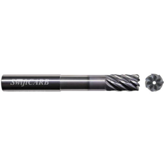Picture of SWIFTCARB XT10007CSPEPTCCM DIA 1 SH 1.00 LOC 1.00 OAL 8.00 End Mill Standard Flute Variable Helix Carbide AlTiN Single End Corner Radius 0.0600 1.52MM