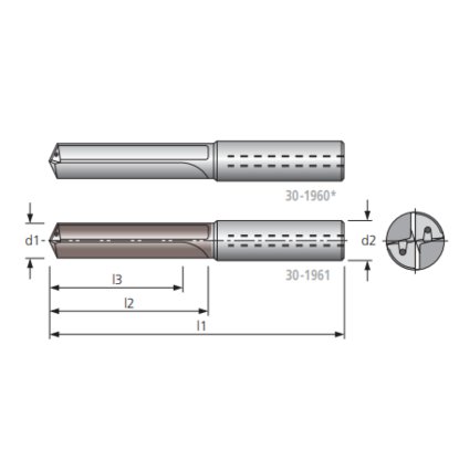 Picture of HAM TFR297-1588 5/8" 3XD Solid Carbide Multi Drill , 2 Straight Flutes, Uncoated, Coolant Thru