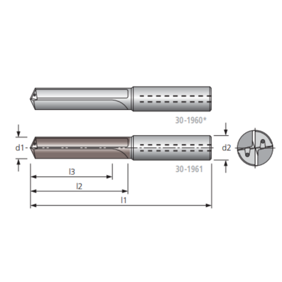 Picture of HAM TFR297-0420 TA 4.20mm 3XD Solid Carbide Multi Drill , 2 Straight Flutes, TA Coated, Coolant Thru