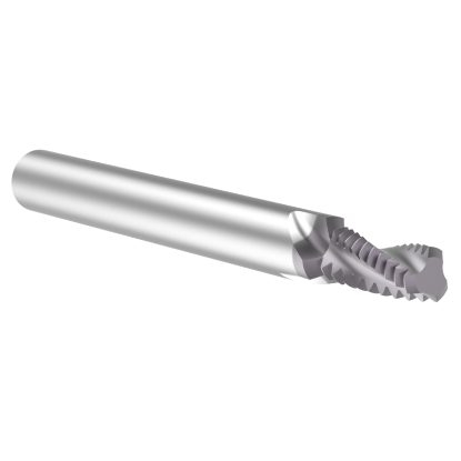 Picture of Thread MILL USA HDTM25020 Carbide 1/4" x 20.00TPI UN 0.195 Cut Dia Cylindrical 0.2500 2.500 OAL TIALN
