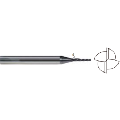 Picture of WIDIN TPRE604A-0050-10 DIA 0.05 SH 0.1875 LOC 0.3500 OAL 3.00 End Mill Taper Flute Carbide AlTiN Single End Square Sharp X-STAR