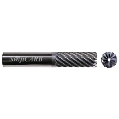 Picture of SWIFTCARB XM1250BHC00IRMCM DIA 1-1/4 SH 1.2500 LOC 2.7500 OAL 6.00 End Mill Standard Flute Variable Helix Carbide AlTiN Single End Corner Radius 0.1250 3.18MM