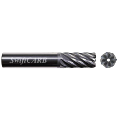Picture of SWIFTCARB XT037579C003T60M DIA 3/8 SH 0.3750 LOC 0.5620 OAL 2.50 End Mill Standard Flute Variable Helix Carbide AlTiN Single End Corner Radius 0.0300 0.76MM