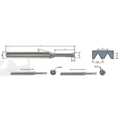 Picture of XACTFORM 42104 Carbide Thread Mill M2.5 0.45MM Internal 0.046 Dia 1.500 OAL 3 Flute