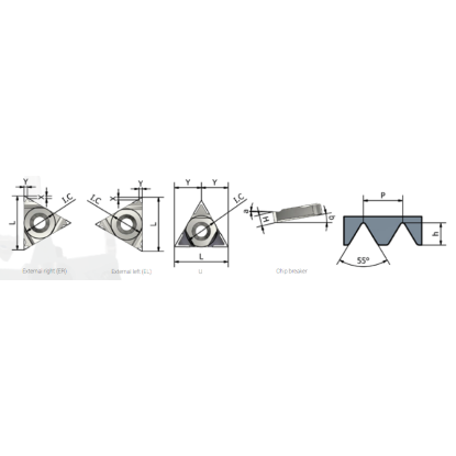 Picture of XACTFORM 16EL 40'' WHITWORTH K27C Insert Iso Thread Full Profile TiAlN 40.00TPI Whitworth BSW/BSF/BSP