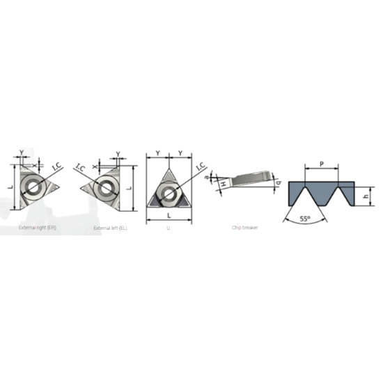Picture of XACTFORM 16EL 40'' WHITWORTH K27C Insert Iso Thread Full Profile TiAlN 40.00TPI Whitworth BSW/BSF/BSP