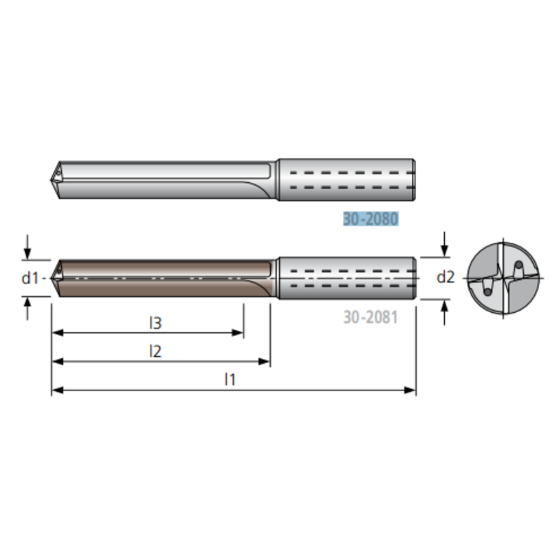 Picture of HAM TFR294-0400 4.00mm 12XD Solid Carbide Multi Drill , 2 Straight Flutes, Uncoated, Coolant Thru