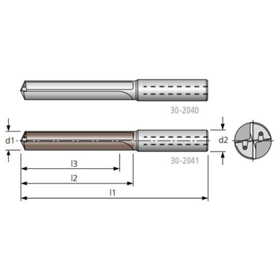 Picture of HAM TFR299-0700 7.00mm 7XD Solid Carbide Multi Drill , 2 Straight Flutes, Uncoated, Coolant Thru