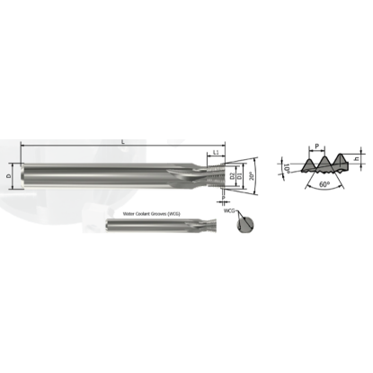 Picture of XACTFORM CSP35 Carbide Thread Mill Int / Ext 0.310 Dia 2.480 OAL 6 Flute