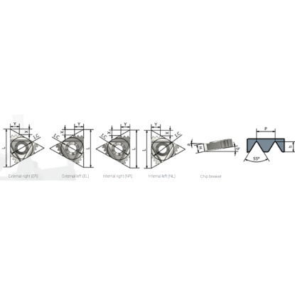Picture of XACTFORM 22ER 11’’ WHITWORTH K27C Insert Iso Thread Full Profile TiAlN 11.00TPI Whitworth BSW/BSF/BSP