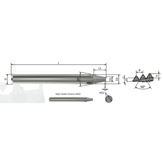 Picture of XACTFORM CSP20 Carbide Thread Mill Int / Ext 0.110 Dia 1.500 OAL 3 Flute