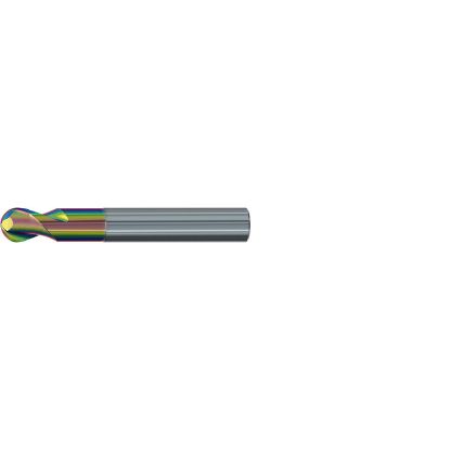Picture of EMUGE 1921R.0750 DIA 3/4 SH 0.7500 LOC 0.5625 OAL 4.00 End Mill Standard Flute Standard Helix Carbide CrN Single End Ball Nose Alu-Cut