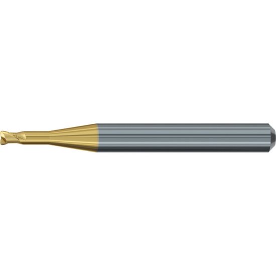 Picture of EMUGE 2630T.200616 DIA 2MM SH 0.2362 LOC 0.6299 OAL 2.2441 End Mill Corner Radius Carbide TiN + TiAIN Single End Corner Radius 0.0079 0.20MM Dental Mills