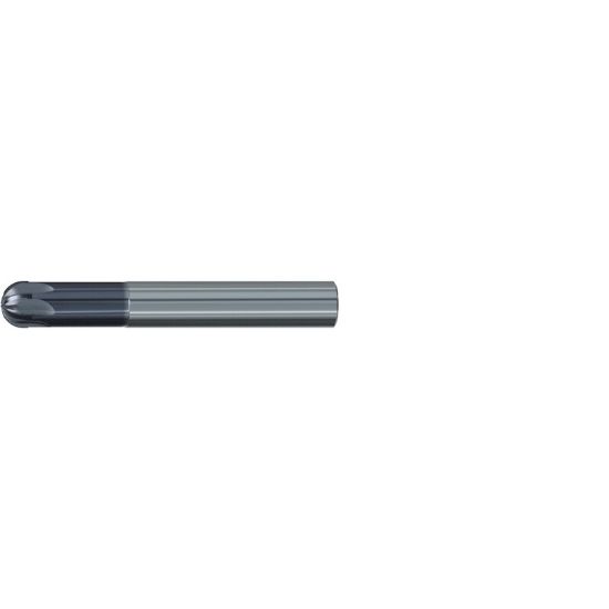 Picture of EMUGE 2836A.012 DIA 12MM SH 0.4724 LOC 0.2756 OAL 3.2677 End Mill Standard Flute Standard Helix Carbide TiAlN Single End Ball Nose Hard-Cut
