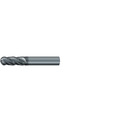 Picture of EMUGE 2974L.0125 DIA 1/8 SH 0.1250 LOC 0.3750 OAL 1.50 End Mill Standard Flute Variable Helix Carbide AlCrN Single End Ball Nose Top-CUT VAR