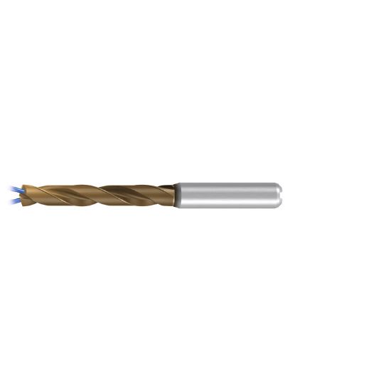 Picture of EMUGE TA214524.0290 Carbide Drill Coolant Thru Carbide 140° 0.114 Diameter 0.236 Shank 2.401 OAL 0.866 Flute 2 Flute AlCrN