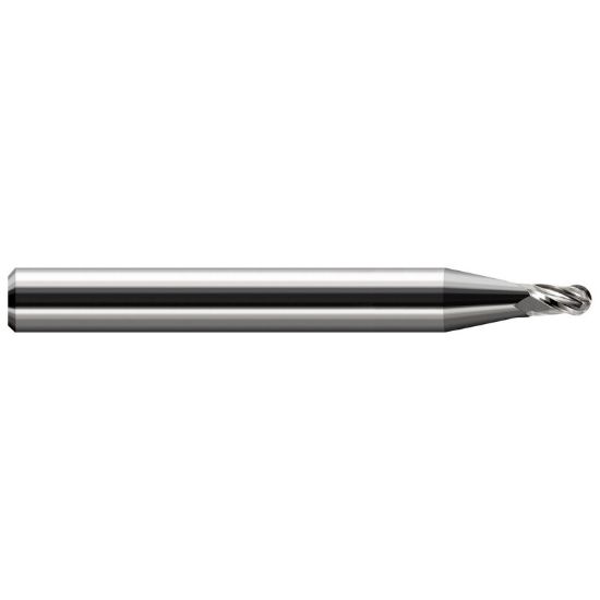 Picture of HARVEY Tool 24525 .025 BALL Carbide Stub EM, 2 FL End Mill Standard Flute Standard Helix Carbide Uncoated Single End Ball Nose