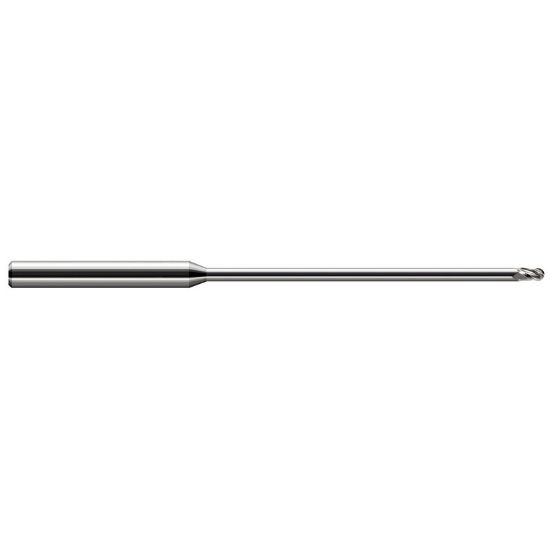 Picture of HARVEY Tool 40162 DIA 0.062 LOC 0.0930 OAL 3.00 End Mill Standard Flute Standard Helix Carbide Uncoated Single End Ball Nose