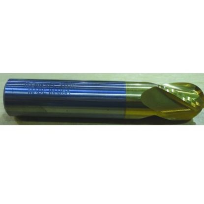 Picture of HTC 109-4125 DIA 1/8 SH 0.1250 LOC 0.2500 OAL 1.50 End Mill Standard Flute Standard Helix Carbide TiN Single End Ball Nose