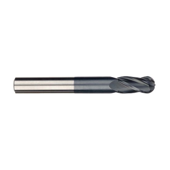 Picture of IMCO 37935 DIA 1/2 SH 0.50 LOC 2.00 OAL 4.00 End Mill Standard Flute Standard Helix Carbide AlTiN Single End Ball Nose General Purpose