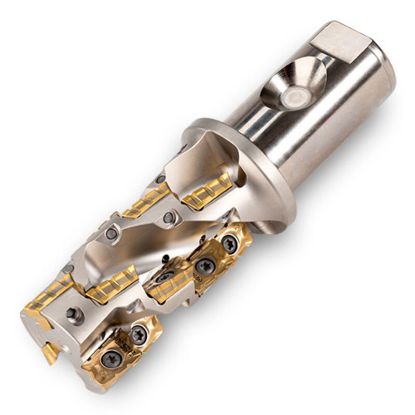 Picture of INGERSOLL 22J3G-2005082R01 Milling Cutter 90.0°, Corn Cob 2.000 Weldon 2.0000 4 Flute Coolant 4.4 Max DOC 8.250 OAL