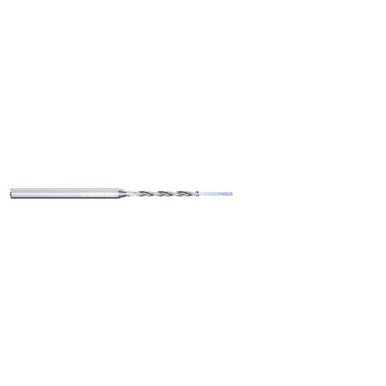 Picture of MIKRON 2.CD.100135.CA Carbide Drill Coolant Thru 140° 0.053 Diameter Cylindrical 0.157 2.420 OAL 2 Flute 10.0XD