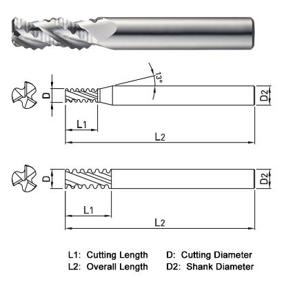 Picture of WIDIN WAF303140 DIA 14MM SH 0.5512 LOC 1.3780 OAL 3.5433 End Mill Carbide Uncoated Single End Square Sharp ALU-WAVE
