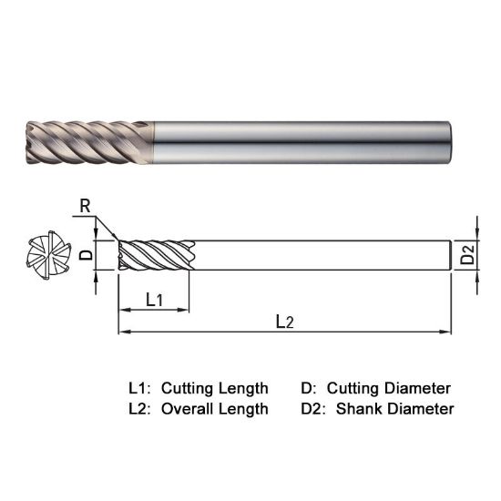 Picture of WIDIN WR50620005 DIA 20MM SH 0.7874 LOC 1.4961 OAL 5.9055 End Mill Standard Flute High Helix Carbide AlTiN Single End Corner Radius 0.0197 0.50MM WINNER