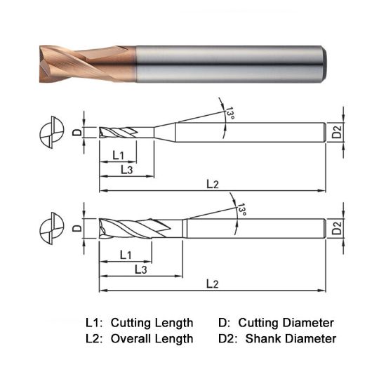 Picture of WIDIN ZE702120 DIA 12MM SH 0.4724 LOC 0.5906 OAL 2.9528 End Mill Standard Flute Standard Helix Carbide AlTiN Single End Corner Radius 0.0118 0.30MM Z-STAR