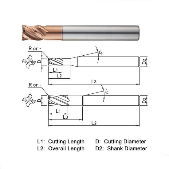Picture of WIDIN ZS2041002032 DIA 10MM SH 0.3937 LOC 0.4331 OAL 2.9528 End Mill Standard Flute Standard Helix Carbide AlTiN Single End Corner Radius 0.0787 2.00MM Z-STAR