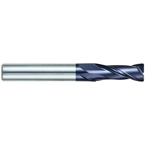Picture of YG-1 93600 DIA 7/16 SH 0.4375 LOC 1.00 OAL 4.00 End Mill Standard Flute Standard Helix Carbide TiAlN Single End Corner Radius 0.0200 0.51MM X-Power